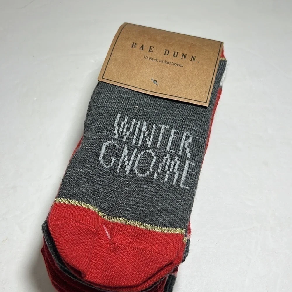 Rae Dunn 10 Pack of Child’s Ankle Socks New Sz S/M winter gnome Believe in magic